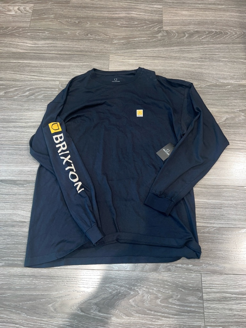 Brixton Black Long Sleeve Logo Tee with Yellow Accents